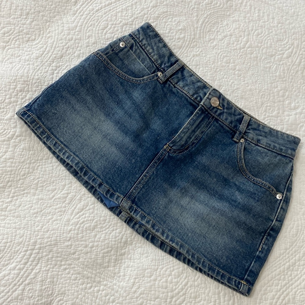 Garage Pixie Blue Denim Micro Skort - image 1